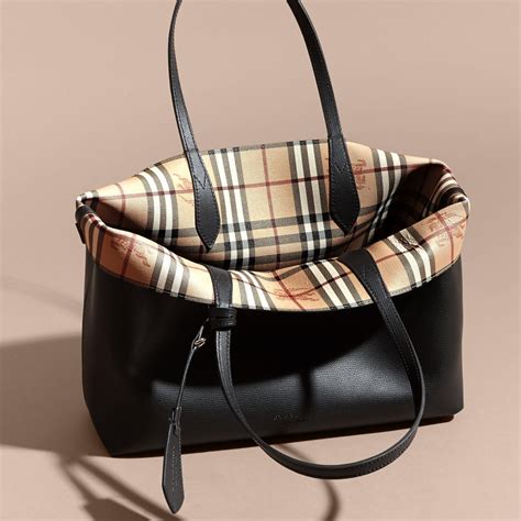 burberry small rreversible leather tote black|burberry nylon tote black.